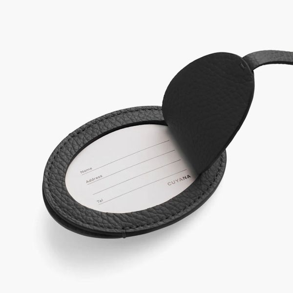 OEM PU Leather Luggage Tags Oval Shape Custom Logo Suitcase Name Tags