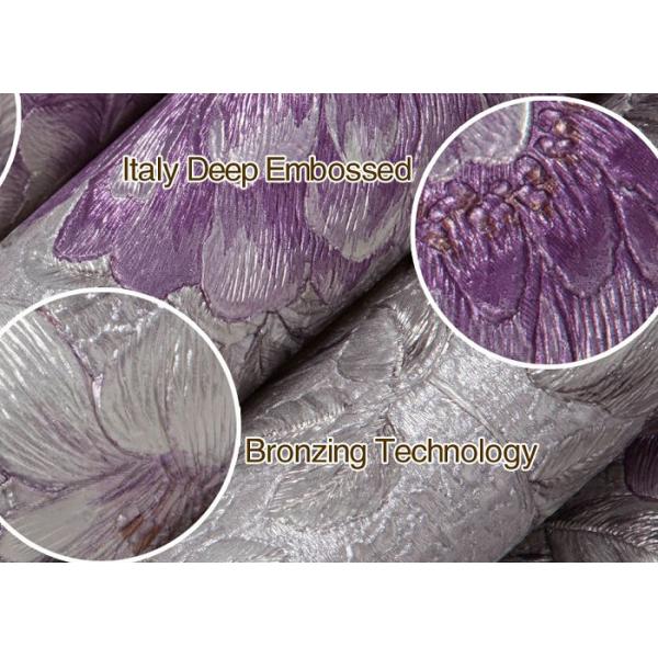 PVC Embossed Wall Covering , Floral Interior Decorating Wallpaper with Country Style