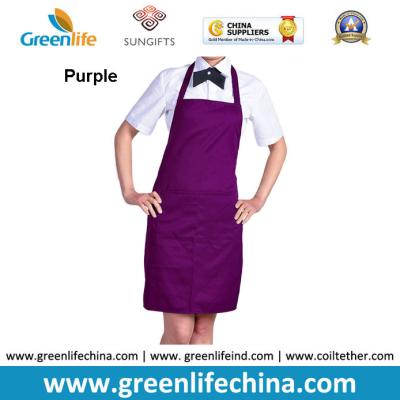 Top quality purple apron with front proket custom printing logo for company advertisment