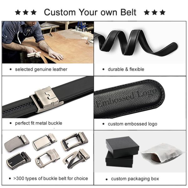 Custom Sizes Luxury Genuine Leather Belts Business Cowboy Top Grain Leather Golf Belts