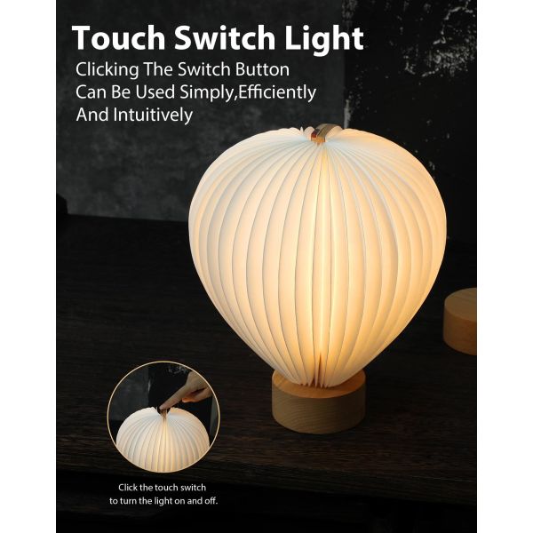 Origami Pendant Hot Air Balloon Paper Lamp Cordless Touch Control