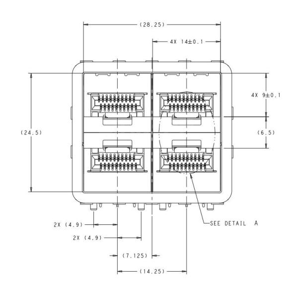 1-2198325-9 zSFP+ Cage Assembly 2x2 Port With Connector Included Lightpipe External Springs