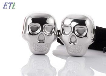 Tasteless Odorless Stainless Steel Skull Ice Cubes Metal Finish Non Reactive