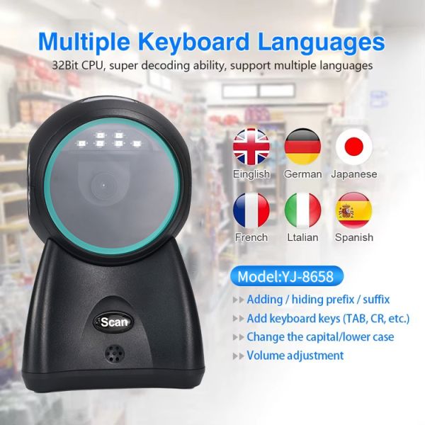 Plug-and-Play Desk Barcode Scanner Compact Desktop QR Reader for Office & Small Business
