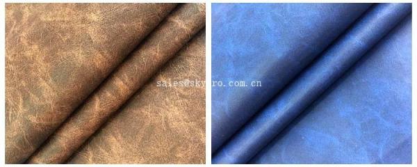 absorção macia da perspiração do couro de 0.8mm Crazy Horse nenhum couro do falso do PVC do plutônio do vinco