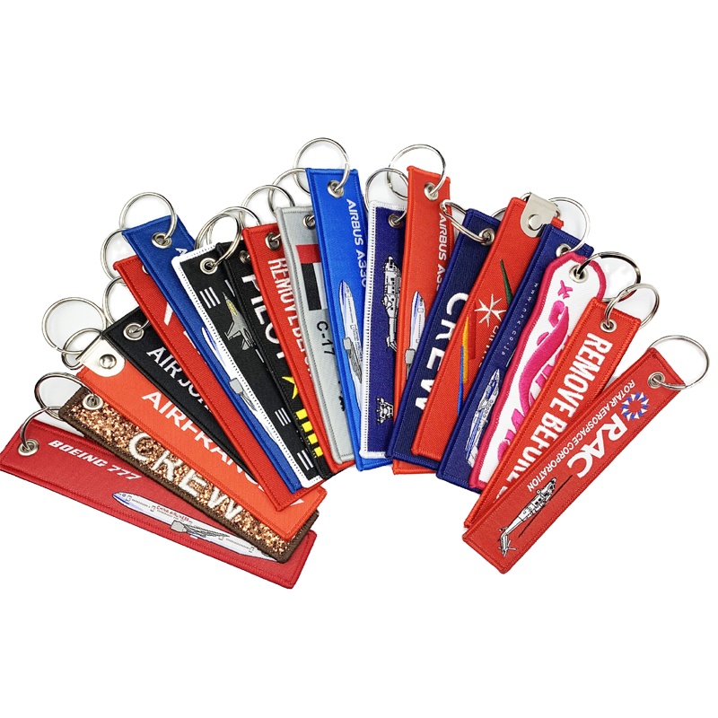 Processing Customized Name Words Logo Design and Production of Long Pendant Computer Embroidery Key Chain