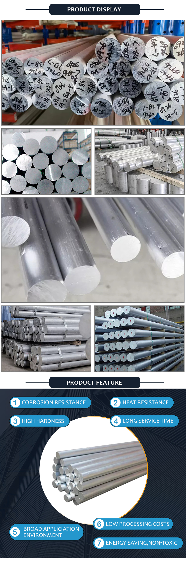 Адвокатура штанга 130mm 140mm 6061-T6 6063 финиша мельницы алюминиевая круглая 6082 T5