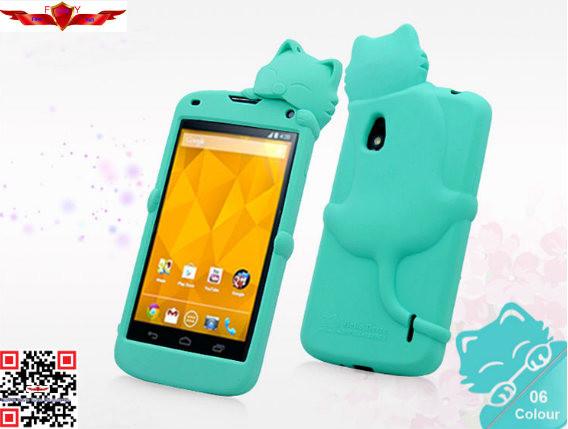 Fashion Design Colorful Cartoon Silicone Cover Case For LG Nexus 4 E960 High Quality