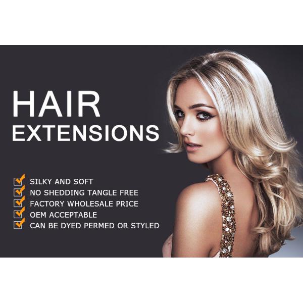 No Tangle European Human Hair Extensions Double Drawn Hair Wefts Extensions
