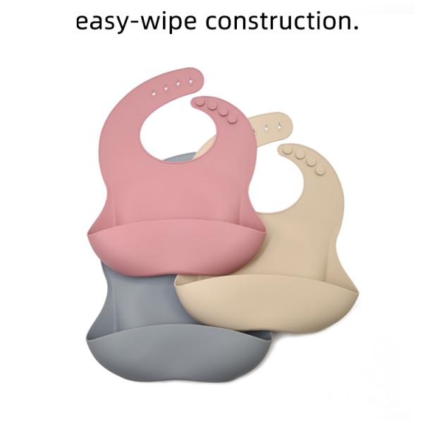 Pantone Color  BPA Free Silicone Baby Bibs OEM Waterproof Adjustable