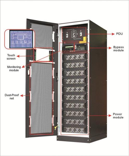 Sustentação de energia on-line modular de 20kVA-200kVA com interface de comunicação RS232/RS485/SNMP