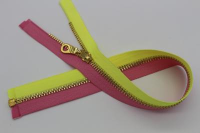 Gold Brass Teeth Heavy Duty Zipper By The Yard , Heavy Duty Open Ended Zips For Canvas