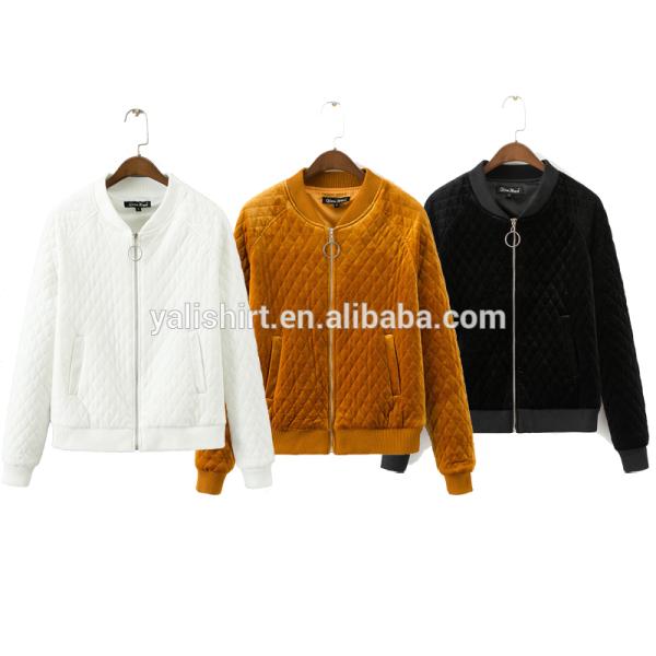 New style quilted cotton outdoor velvet bomber jacket women