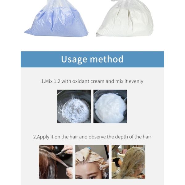 500ml Blue Hair Bleaching Powder Mix At 1:2 Ratio Dust Free OEM Available Factory Wholesale