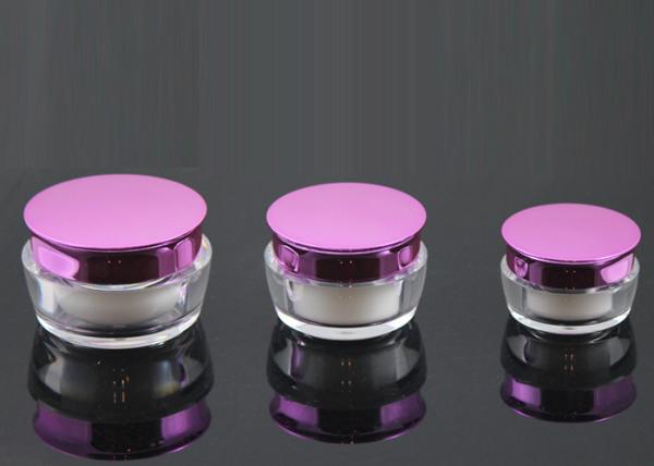 PMMA covered Plastic Cream Jars with a magenta shell  30ml