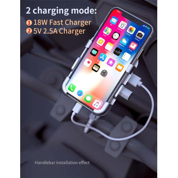 Rear Mirror Dirt Bike Phone Holder , 5V 2.5A Bmw Motorcycle Phone Mount