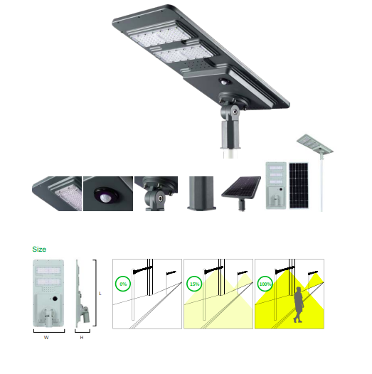 30w 40w 60w Integrated Led Street Light Aluminum Housing Solar Energy Lamp
