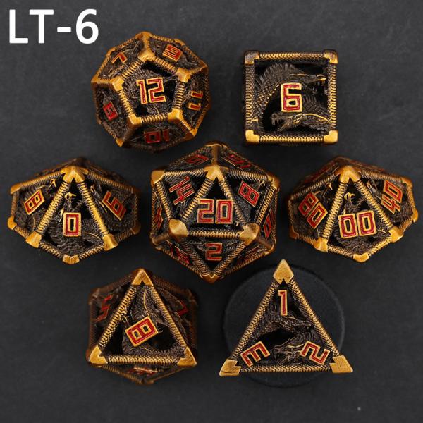 Metal hollow dice set polygonal dragon DND dung dungeon and dragon dice 7 dice