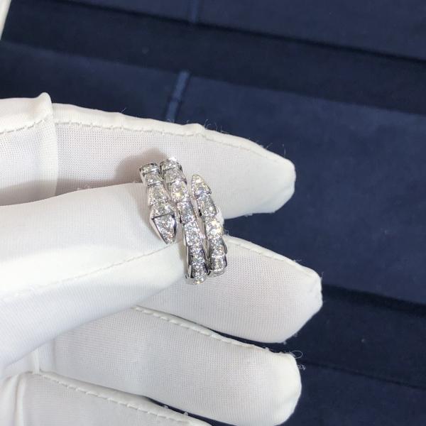 Elegant  18K Gold  2 Row Diamonds Serpenti Viper Ring Diamond Ring Yellow Gold White Gold