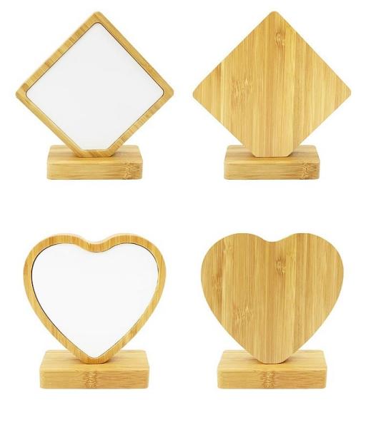 Marco de fotos de sublimación de madera de bambú moderno para exhibición de sobremesa, recuerdo familiar, regalo para parejas, marco de fotos conmemorativo DIY