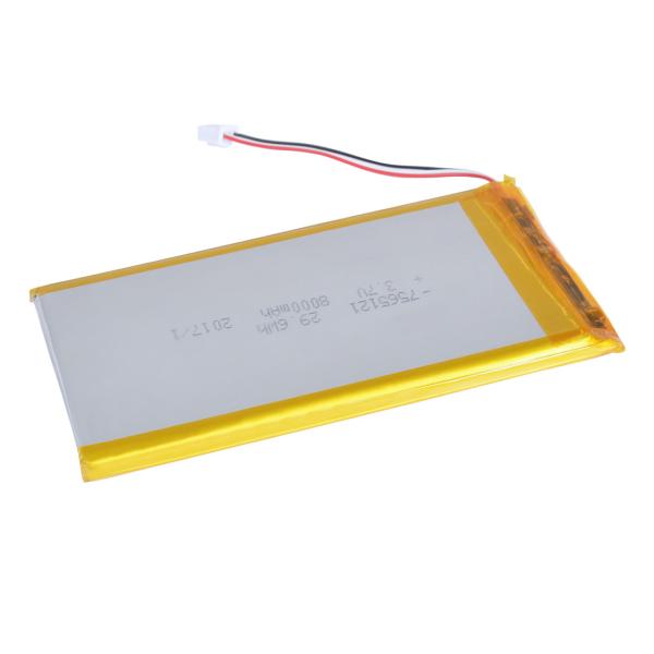 Bloco 7565121 3.7V 8000mAh de Ion Polymer Rechargeable Lipo Battery do lítio