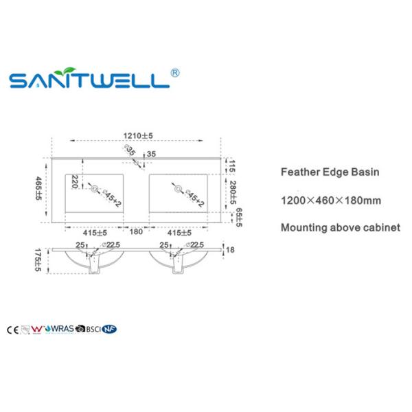 Porcelain Dual Bathroom Sink / Vanity Antique Wash Basin AB8003 - 120D