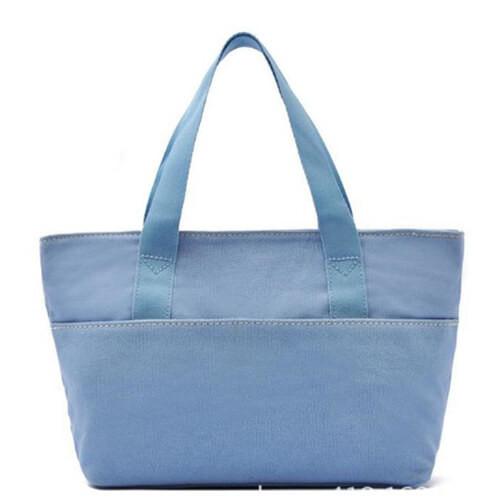 Recyclable Blue Plain Canvas Tote Bag With Two Pocket 47 x 42 x 50 cm