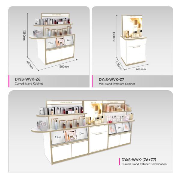 Beauty Store Rack  White Wooden Skincare Cabinet With Light Box For Multi-Functional Store Furniture And  Luxury Display Cabinet