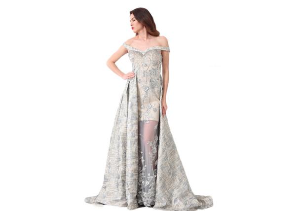Sweetheart Unique Off Shoulder Long Womens Evening Gowns Embroidery Decor