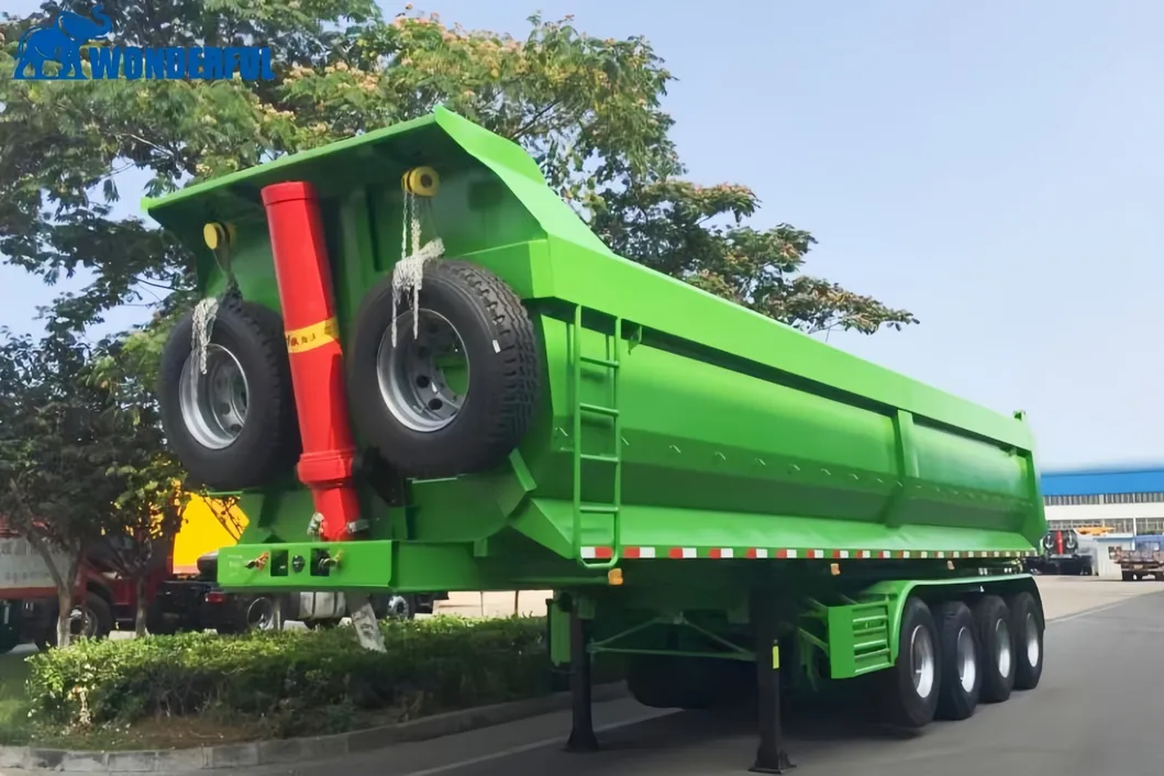 40t Transport Needs Tri-Axle Efficient Accessories Aluminium Hydraulic Cylinder Side Wall Steel Farm Grain Sand End Rear Dump Tipping Tipper Semi Trailer Dumper