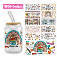 UV DTF Cup Wrap Transfer Stickers para desenhos animados limpar Off Stickers impermeável Crafting Cup Decal para copos DIY