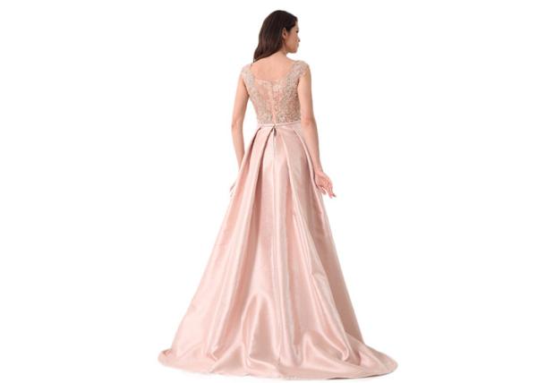 Satin Beading Sweetheart European Evening Gowns For Leisure Pink Color