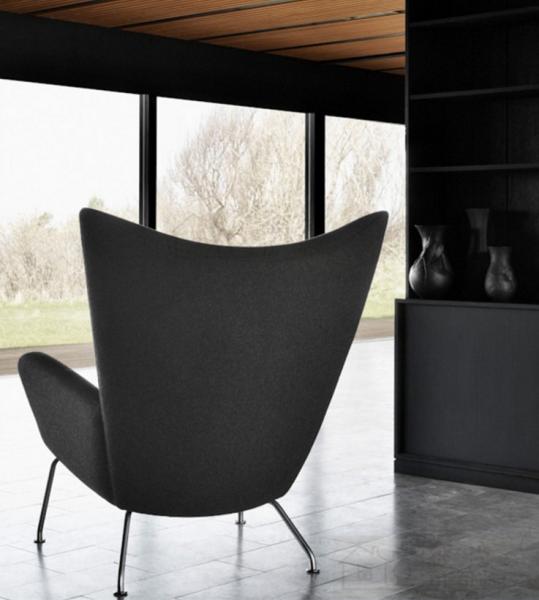 High Back stainless steel legs fabric Hans Wegner Upholstered Wing Customized reclining fabric cozy Lounge Chair