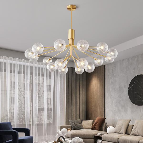 JYLIGHTING Modern Fashion Nordic Glass Copper Dining High Ceiling Murano Glass Simple Living Room Chandelier Modern Pendant Light