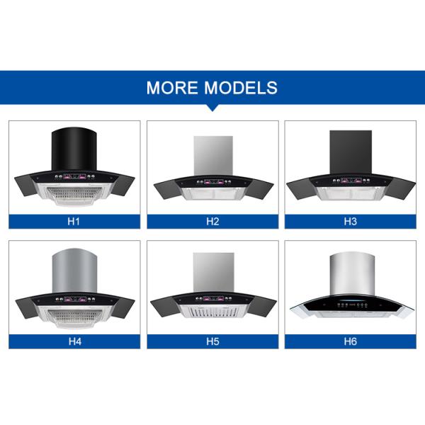 Smart Stainless Steel Glass Range Hood with App Control Low Noise Kitchen Chimney Hood