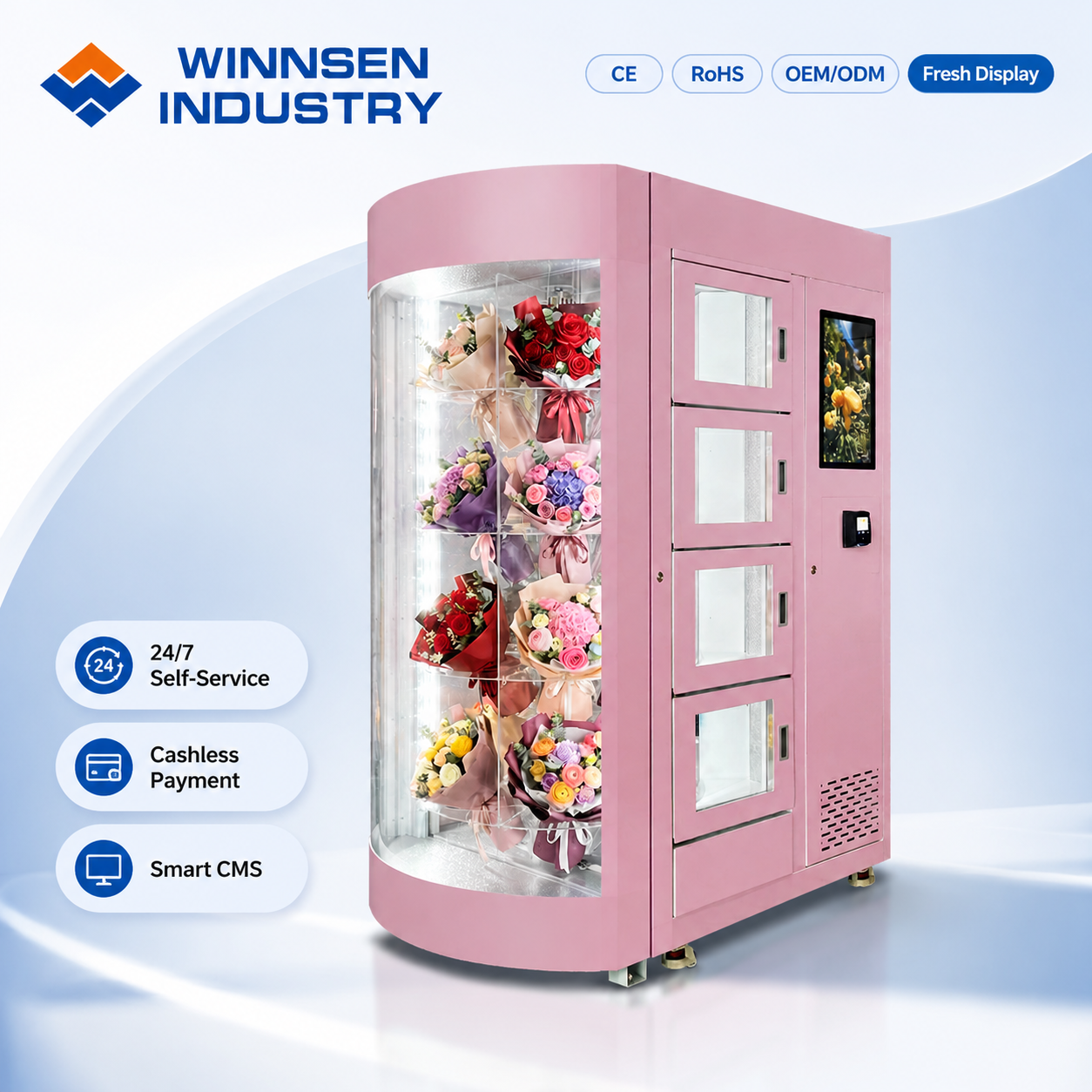 Winnsen 24 Slots Smart Fresh Flower Vending Machine Refrigerated Humidified for USA