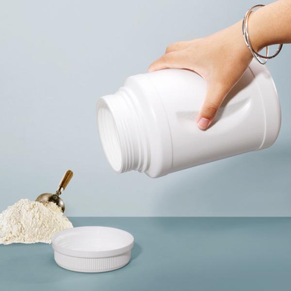 White HDPE Plastic 2000ml Nutrition Milk Powder Canister Jars With Grip Holding