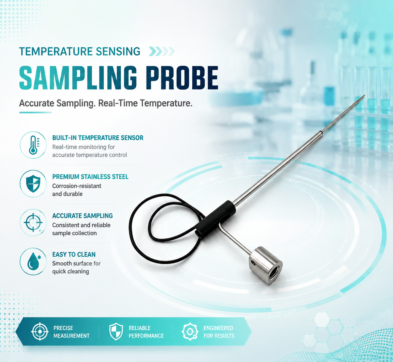 Customized IVD Temperature Sensing Sampling Probe with Durable Stainless Steel Shaft