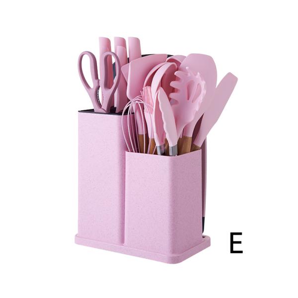 19 Pcs Wooden Handle Silicone Kitchenware Set for Cooking Tools and Stocked Restaurant