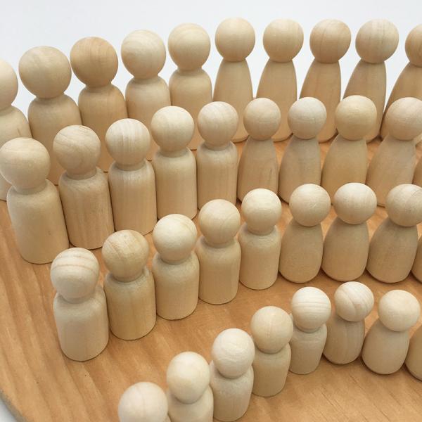 Custom Size Accepted Wooden Man Woman Peg Dolls People Figures for DIY Painting Craft