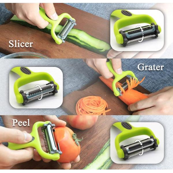 Ротатабельная посуда Peeler 3 нержавеющей стали в 1 для овоща картошки