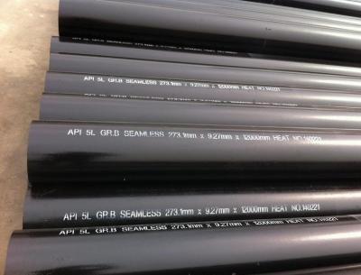 OD 273.1 mm X W.T 12.7 mm X L 12000 mm API 5L Gr.B Carbon Steel Seamless Pipe,Black Paint Coated,Plain End