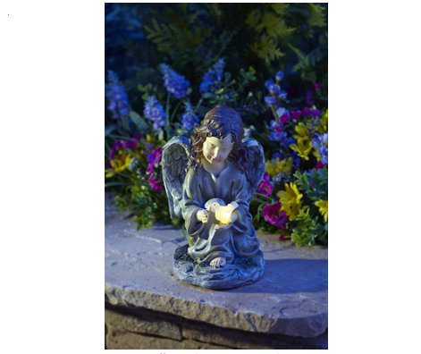 Resin 10.4 Inches Solar Led Angel Garden Stake Light