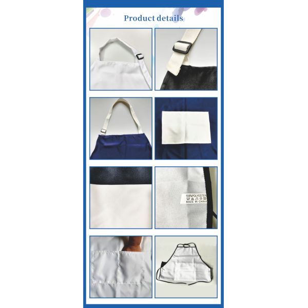 Sublimation Blanks100%polyester/satin 72*65cm 9panel Waist Apron for Adult Women Man Custom logo Kitchen Black Half Length Apron
