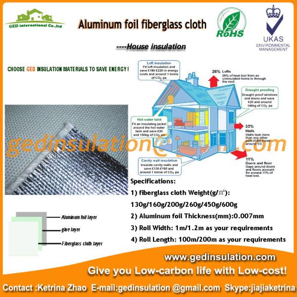Fiberglass Cloth with Aluminum Foil for Heat Reflective Insulation Sheet