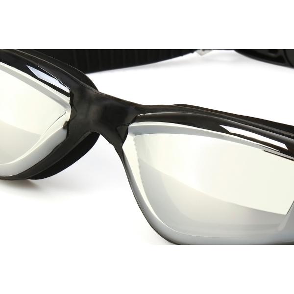 Summer Swimming Goggles Professional Anti-fog Swimming Goggles Men & Women Big Box Electroplating + Swimming Cap SilverI