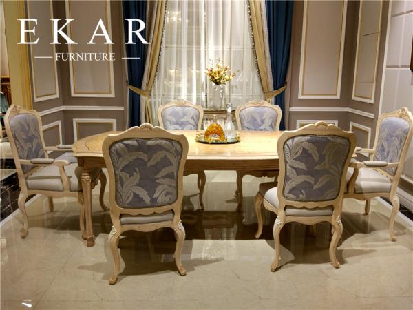 Europen antique style big rectange baroque wood dining table set FT-129