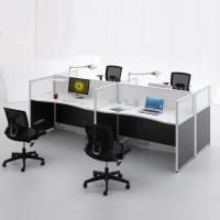 Mesa de trabalho ISO modular para quatro pessoas Painel de vidro de madeira preta