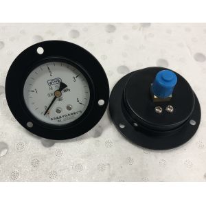 63mm Dial Black Steel Housing Front Flange Pressure Gauge with 0-4MPa Range Panel Mount Manometer