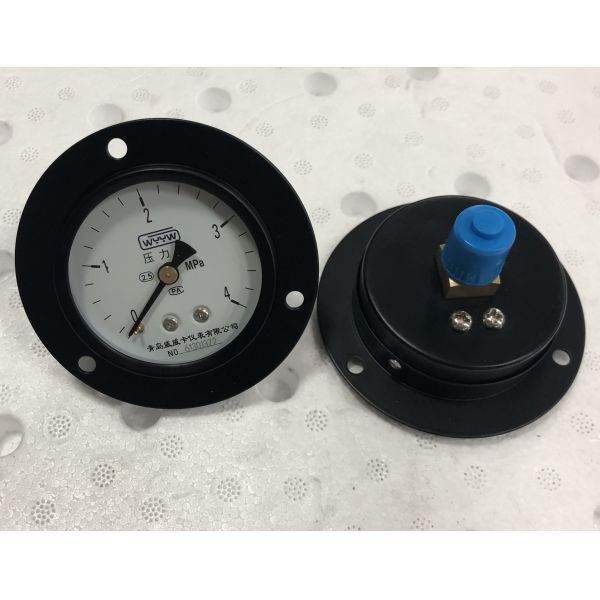 63mm Dial Black Steel Housing Front Flange Pressure Gauge with 0-4MPa Range Panel Mount Manometer
